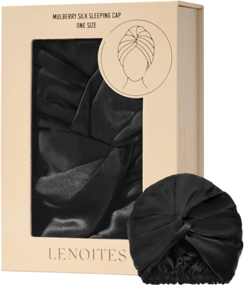 Lenoites Mulberry Silk Sleeping Cap Black