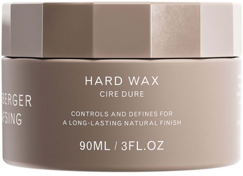 A jar labeled 'Hard Wax' for hair removal. It mentions long-lasting natural finish and contains 90 ml. The jar is beige and white.
