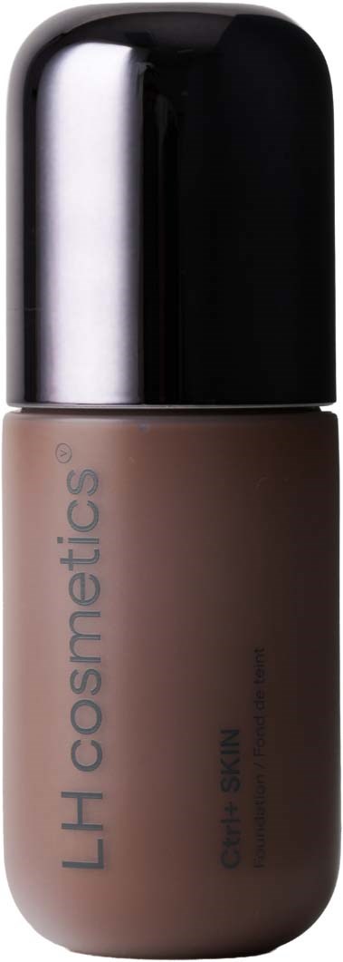 En brun flaske med flydende creme med sort låg fra LH Cosmetics. Tekst på flasken siger LH cosmetics og creme snurreri.