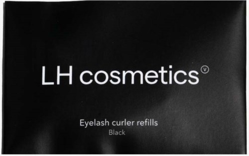 Czarne opakowanie LH cosmetics z zapasowymi wkładkami do szczoteczki do rzęs.