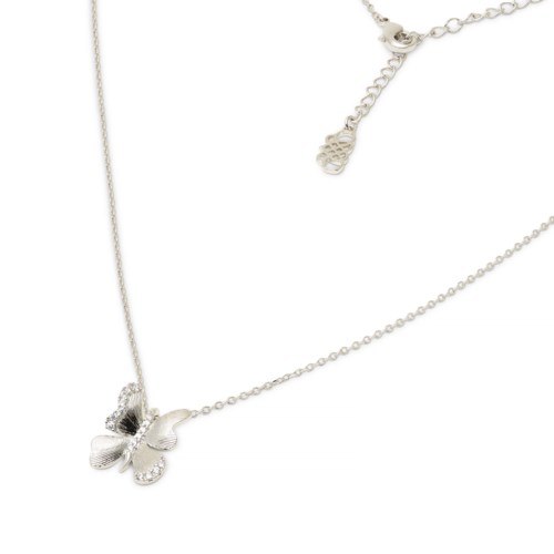 Silberne Schmetterlingskette mit Kette und kleinen Schmucksteinen, verstellbar.