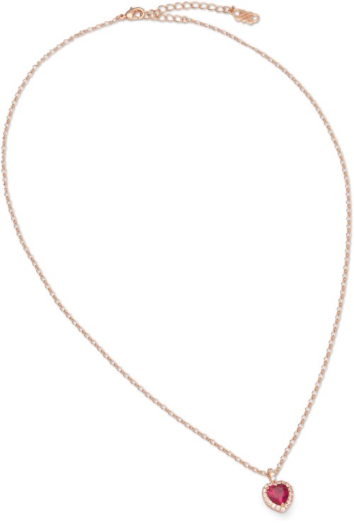 Ett halsband med ett rosa hjärtkedja på en tunn kedja.