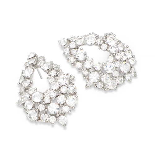 Sparkling, round rhinestones set in a teardrop-shaped pattern form these shiny earrings.