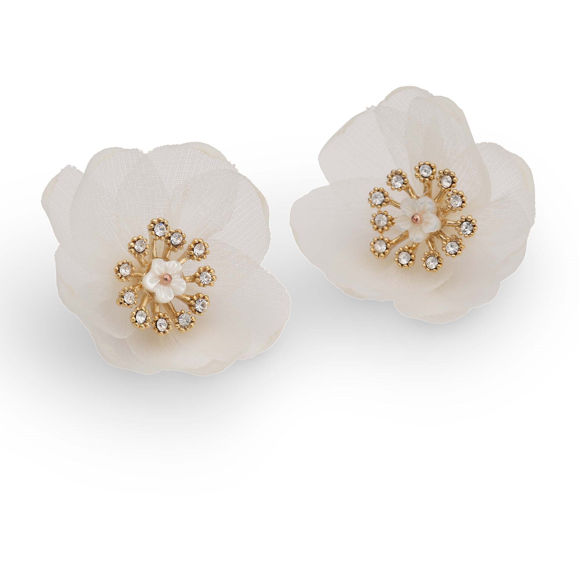 Lily and Rose Organza botanical earrings Ivory