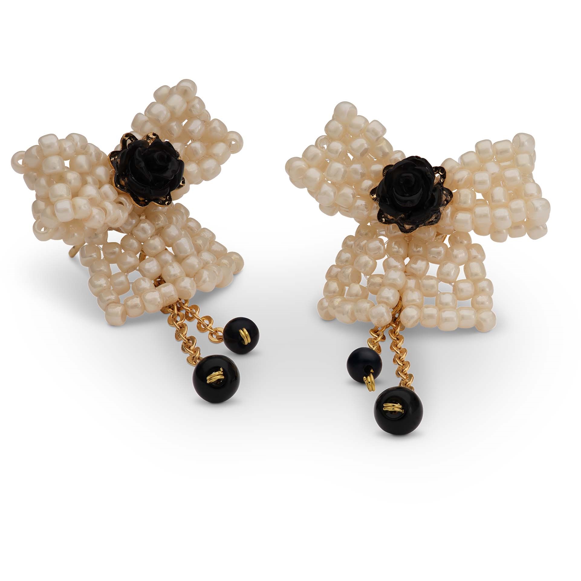 Lily and Rose Sophie earrings - Ivory / black