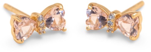 Gulløre bygd av rosa hjerteformede steiner og små diamanter.