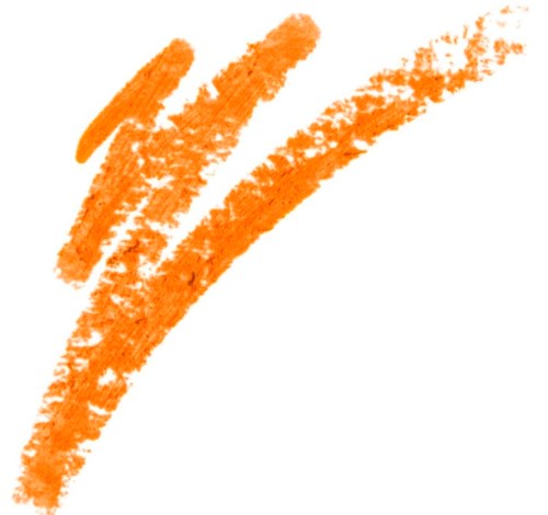 Three curved orange strokes on a white background. They look like rough, textured lines made with chalk or pastel.