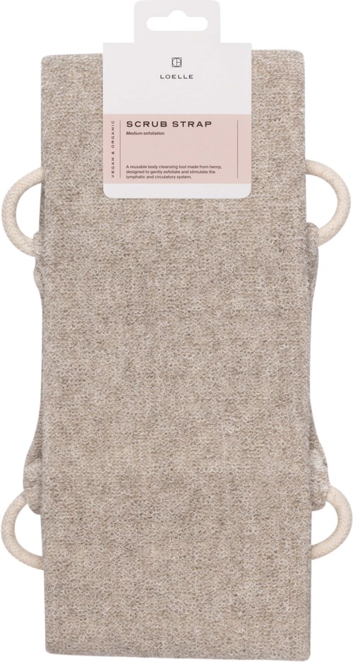 Beige scrubbihiha, jossa kahvat, pakkauksessa, puhdistukseen tai pesuun.