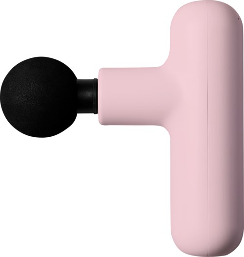 Pinkki kädessä pidettävä laite, jossa on iso musta pyöreä osa hierontaan tai rentoutukseen.