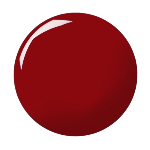 Błyszczący, czerwony, kulisty obiekt, możliwe piłka lub wiśnia, z odbiciem na powierzchni.