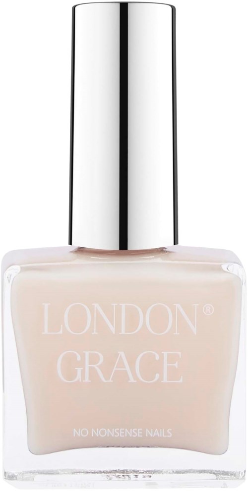 En nagellackflaska med silverlock märkt 'London Grace' och 'No Nonsense Nails' på framsidan.