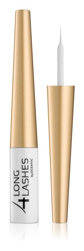 En hvit og gull mascara-røre med en børste, merket "Long + Lashes" og "Black".