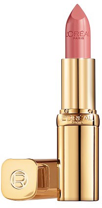 Ein rosa Lippenstift in einer goldenen Hülse mit 'L'Oréal Paris' darauf.
