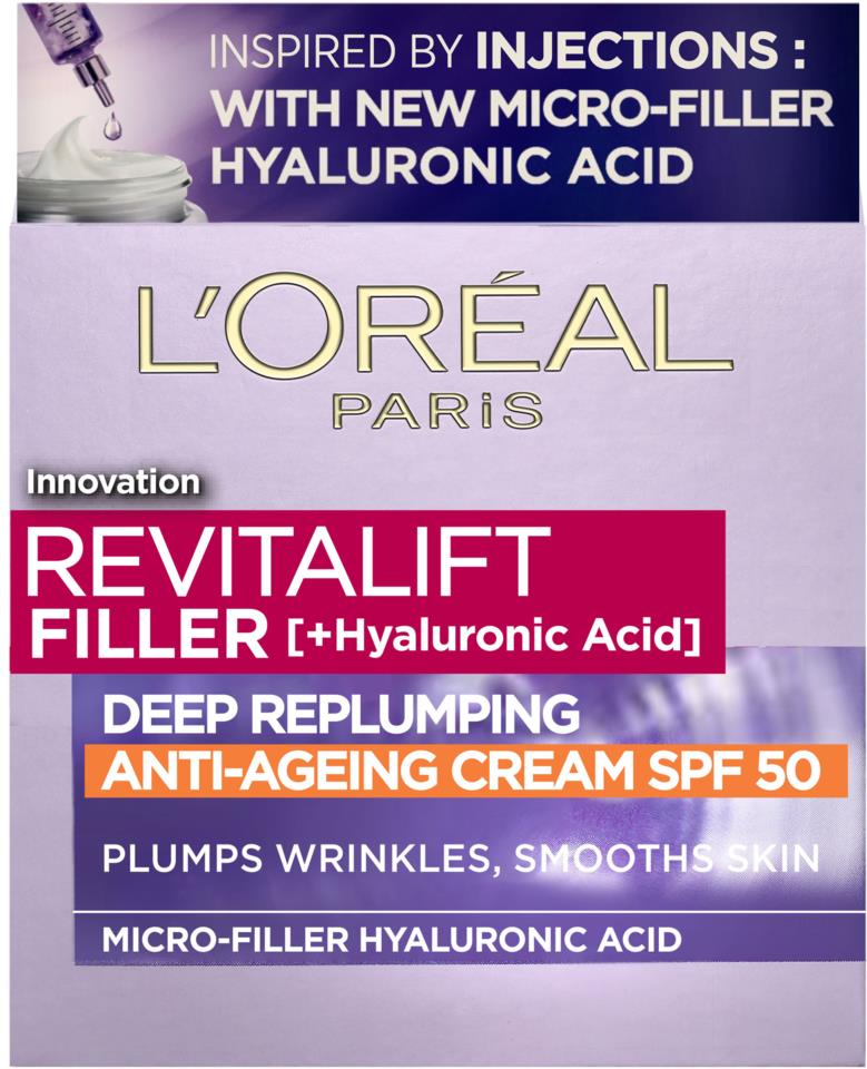 L'Oréal Paris  Filler [+Hyaluronsyra] Repluming Daycream SPF50  50 ml