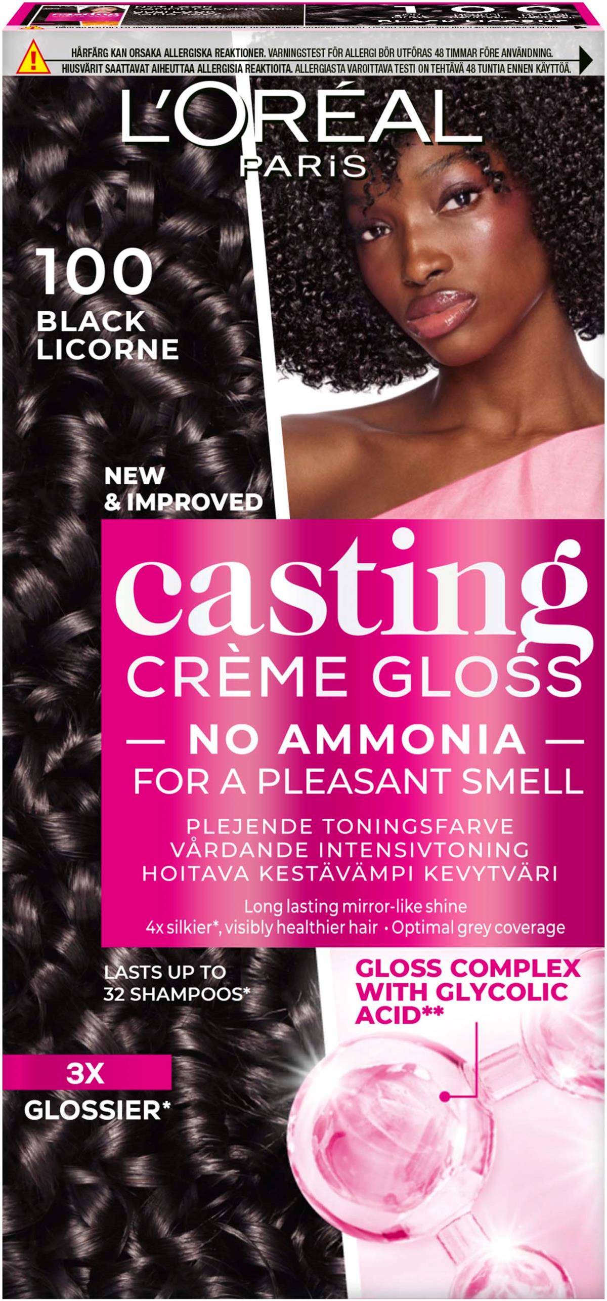 Loreal Paris Casting Crème Gloss Semi-permanent Coloration 100 Black ...