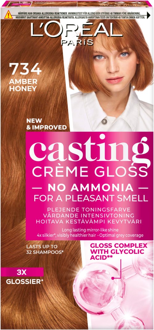 Loreal Paris Casting Crème Gloss Semi-permanent Coloration 734 Amber Honey
