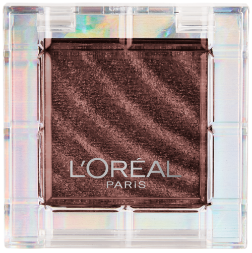A square makeup compact with a glittery, brownish shade and L'Oréal Paris logo on the cover.