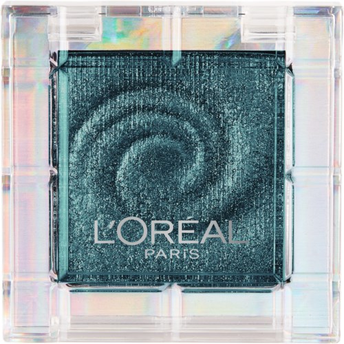 A square nail polish with a swirl design, encased in a clear, shiny plastic case. The brand is L'Oréal Paris.