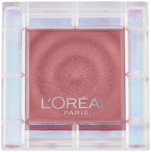 A pink blush in a clear, square container with the L'Oréal Paris logo on it.