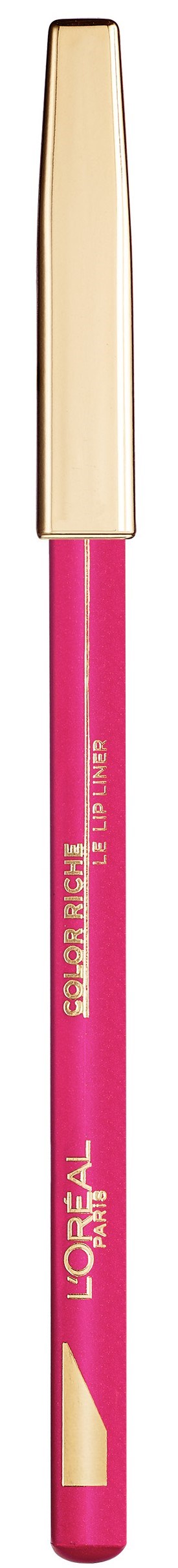 Ein pinkfarbener L'Oréal Lipgloss mit goldener Kappe und weißem Applikator.