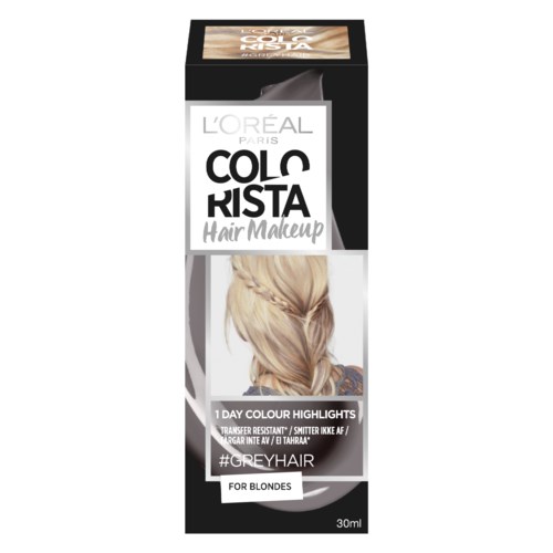 De doos toont een blonde vrouw met stijl haar en tekst over haar make-up en kleurhogelichten.