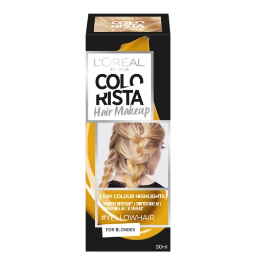 Doos met blond haarkleuring, toont een vrouw met gevlochten blond haar, gelabeld voor blondines, 30ml.