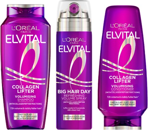 Loreal Paris Elvital Collagen Lifter Shampoo 250 ml & Conditioner 200ml & Big Hair Day Refreshing Volume Spray 200 ml