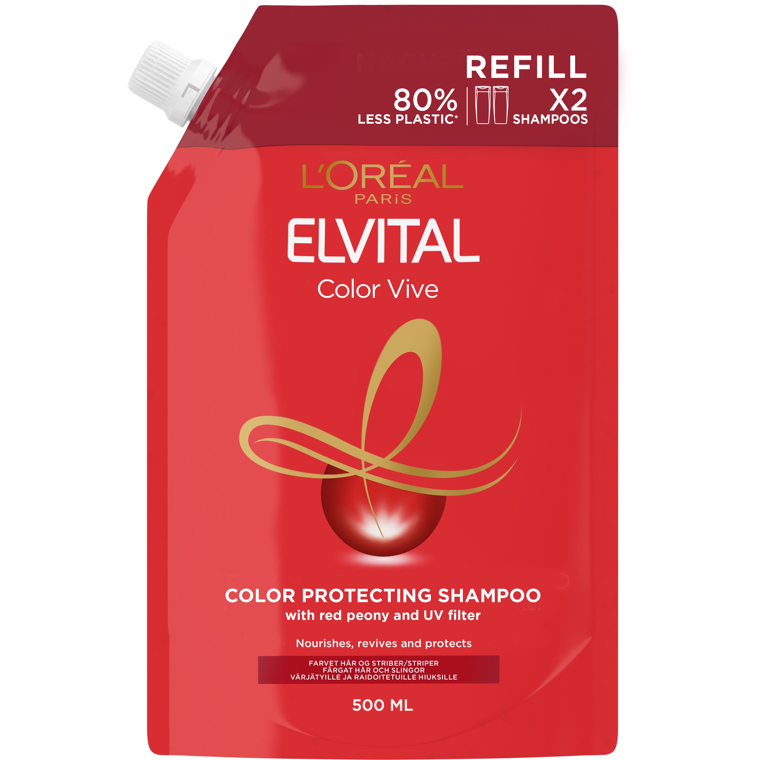 Läs mer om Loreal Paris Elvital Color Vive Shampoo Refill Pouch 500 ml