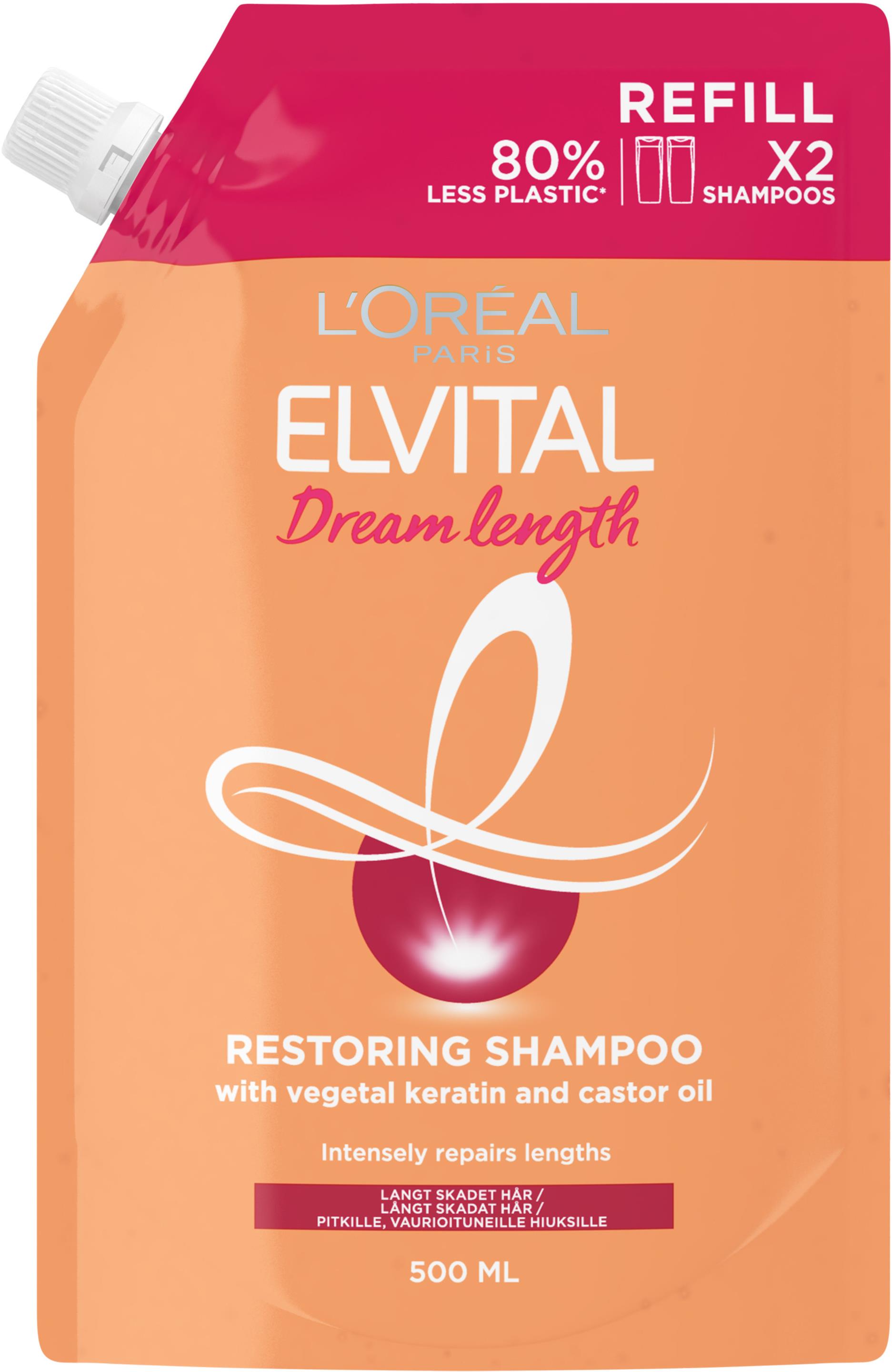 Loreal Paris Elvital L'Oréal Paris Elvital Dream Length Shampoo Refill Pouch 500ml 500 ml | lyko.com elvital loreal