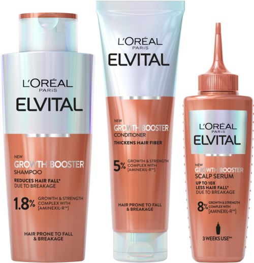 Loreal Paris Elvital Growth Booster Bundle Shampoo 200 ml & Conditioner 150 ml & Hair Serum 102 ml