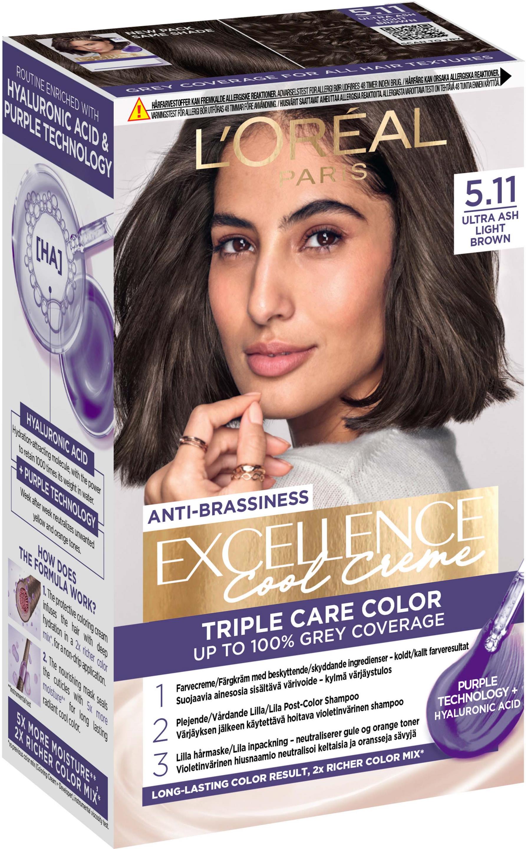 Loreal Paris Excellence Cool Creme Triple Care Color 5 11 Ultra Ash loreal-paris-excellence-cool-creme-triple-care-color-5-11-ultra-ash