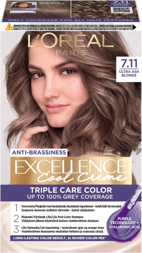 Loreal Paris Excellence Cool Creme Triple Care Color 7,11 Ultra Ash Blond