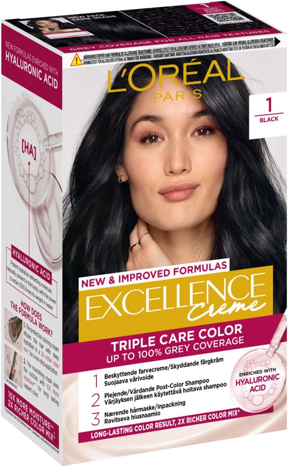 Loreal Paris Excellence Crème Triple Care Color 1 Black Lyko Loreal Paris Excellence Crème Triple Care Color 1 Black Lyko
