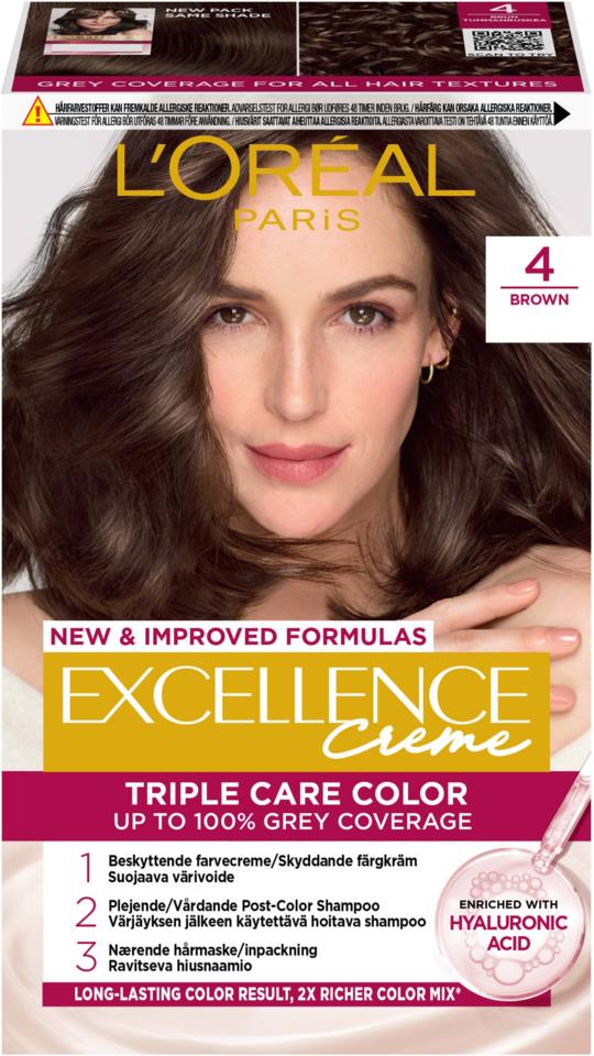 Loreal Paris Excellence Cr me Triple Care Color 4 Brown Lyko Loreal Paris Excellence Cr me Triple Care Color 4 Brown Lyko