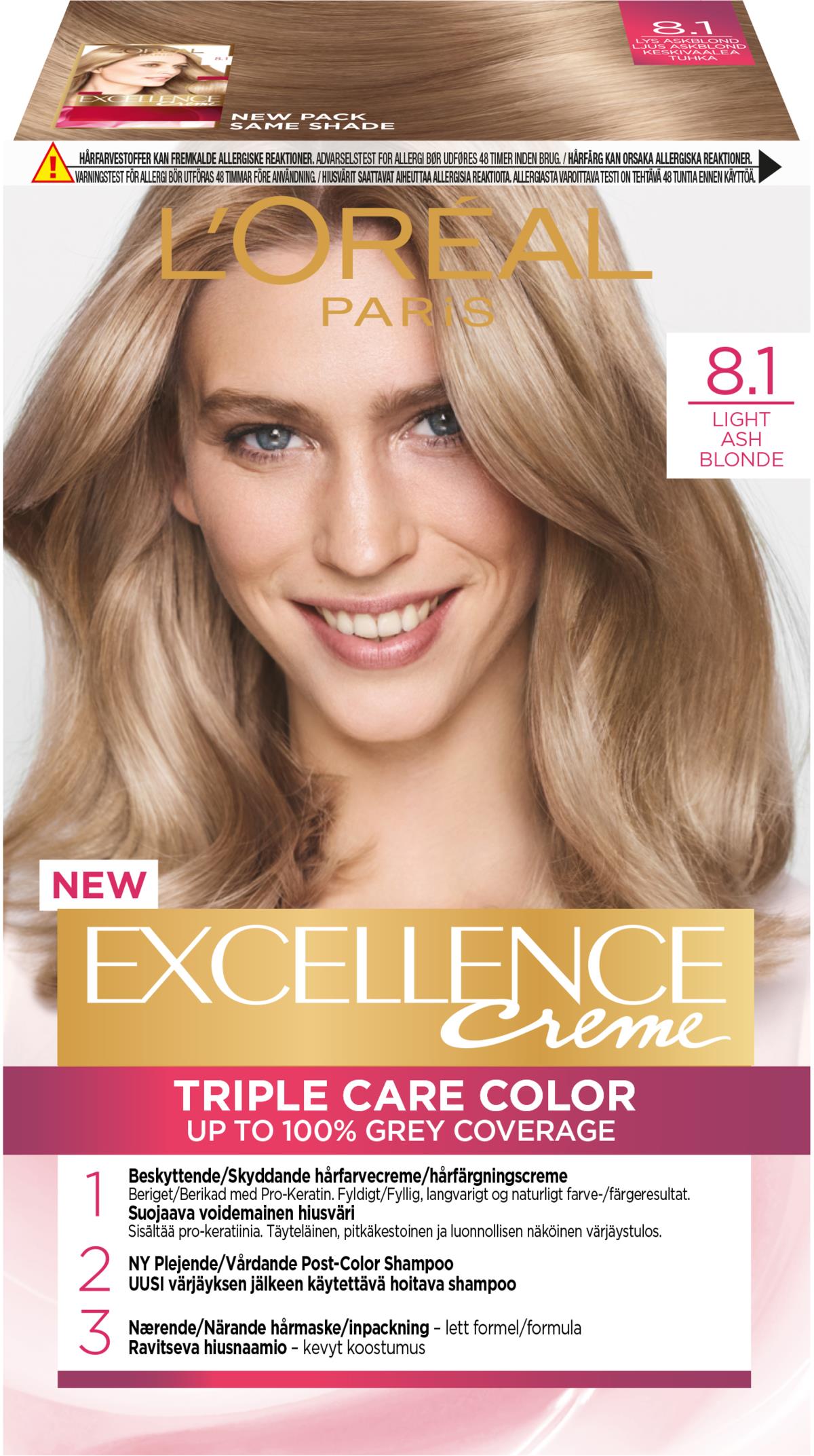 Loreal Paris Excellence Creme 8.1 Light Ash Blonde | lyko.com excellence creme 8.1 ash blonde hair dye