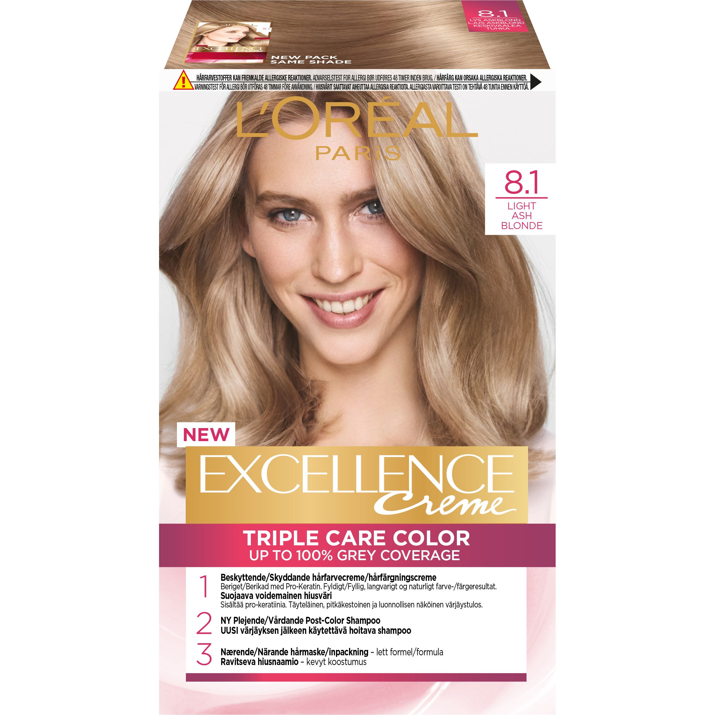 Läs mer om Loreal Paris Excellence Creme 8.1 Light Ash Blonde