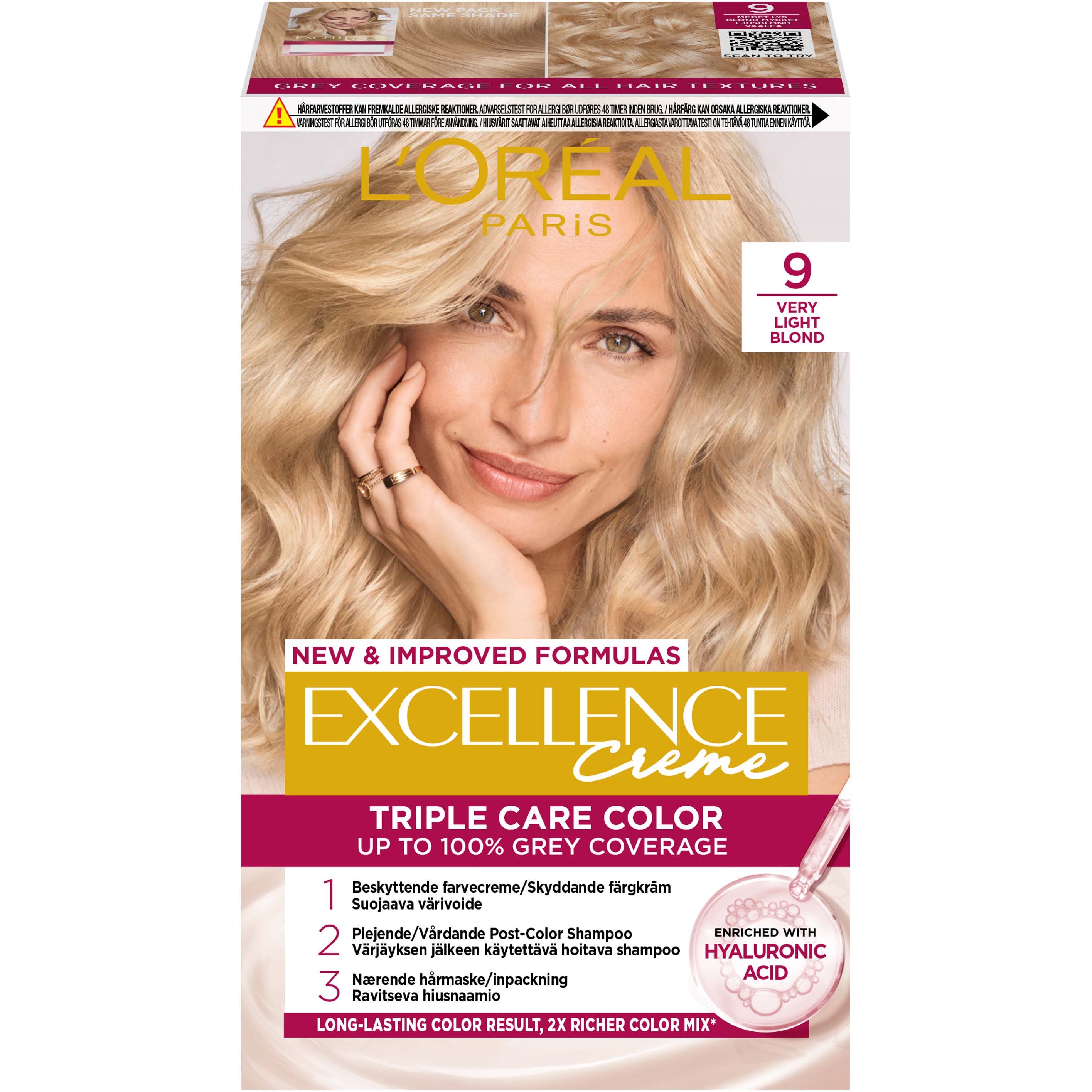 Bilde av Loreal Paris Excellence Crème Triple Care Color 9 Very Light Blonde