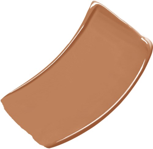 En prøve av brunt sminke, muligens foundation eller concealer, med jevn, blank overflate og buet form.