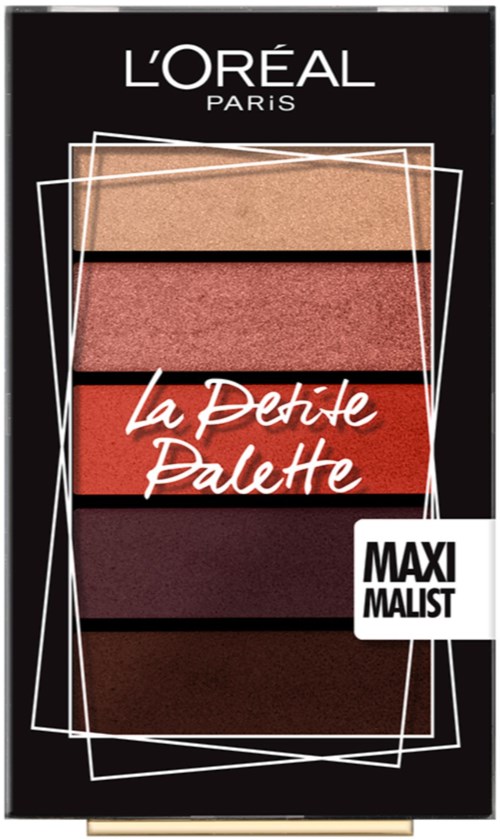 En sminkpalett med fem nyanser från beige till mörkbrun, märkt 'La Petite Palette' av L'Oreal Paris.