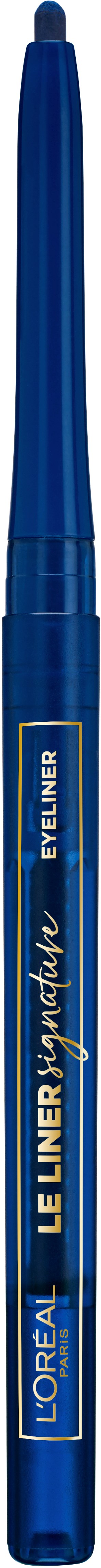 En blå pen med klik, mærket 'L'Oréal' og 'Lip Liner.' Den er slank og til præcise streger.