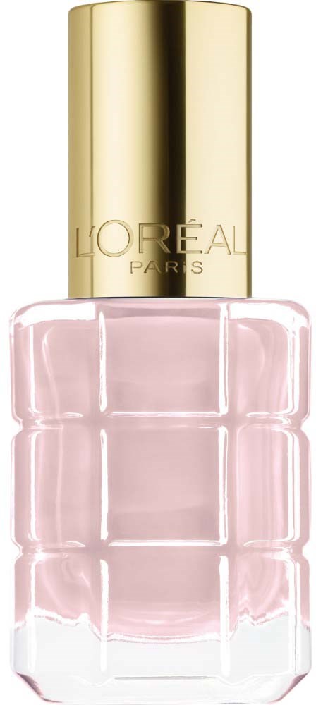 En rosa nagellackflaska med ett guldlock och L'Oreal Paris-logotyp.