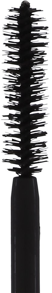 En svart mascara-borste med en borste inuti, används för ögonmakeup.