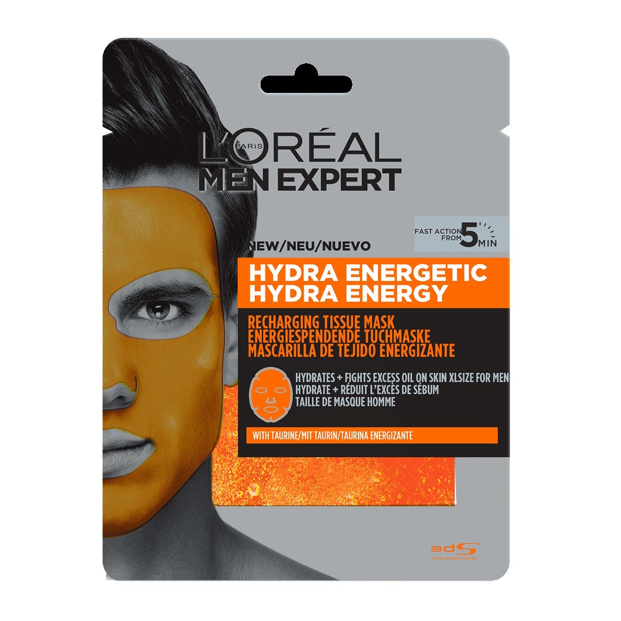 Zdjęcia - Maska do twarzy LOreal L'Oréal Paris Hydra Energetic Men Expert Rechaging Tissue Mask 