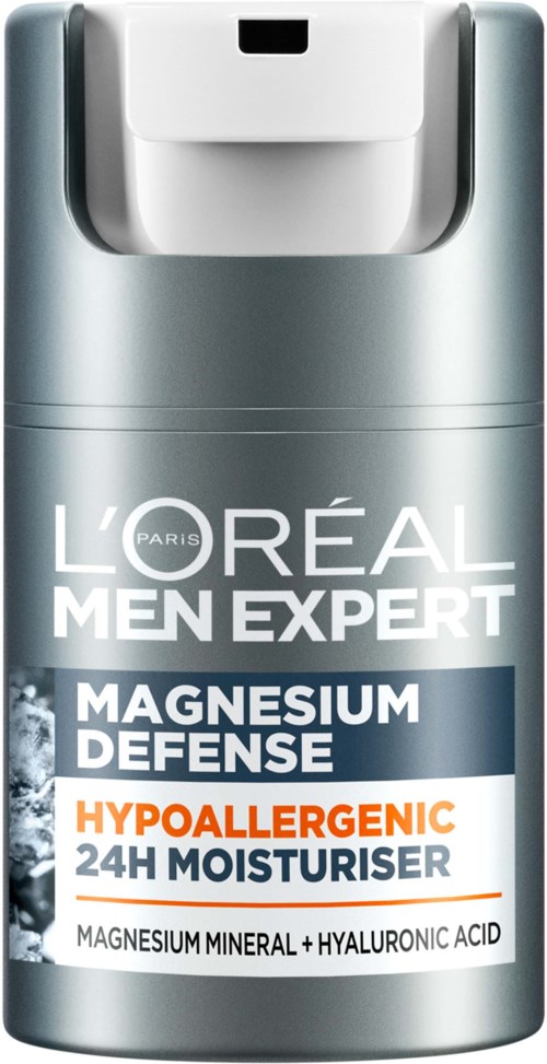 L'Oreal Men Expert magnesium deodorant spray med hypoallergen 24-timmars återfuktare. Innehåller magnesiummineral och hyaluronsyra.