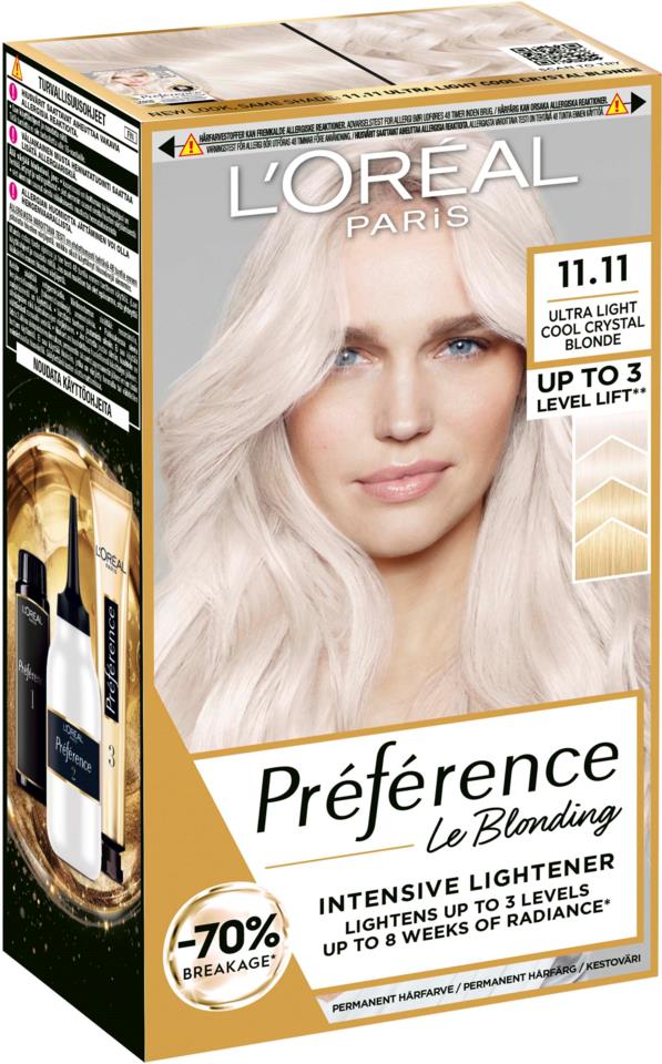L'Oréal Paris Préférence Permanent Haircolor 11,11 Ultra Light Silver