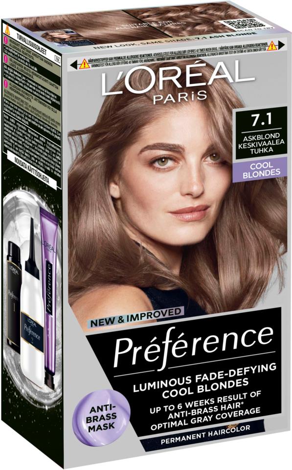 L'Oréal Paris Préférence Permanent Haircolor Cool Blondes 7,1 Iceland
