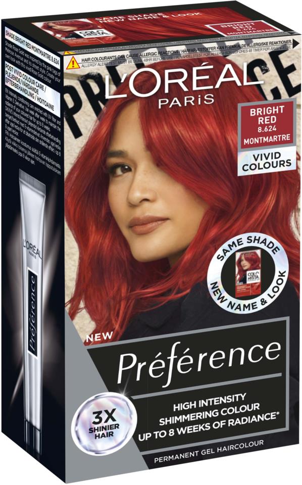 L'Oréal Paris Préférence Vivids Bright Red 8.624  