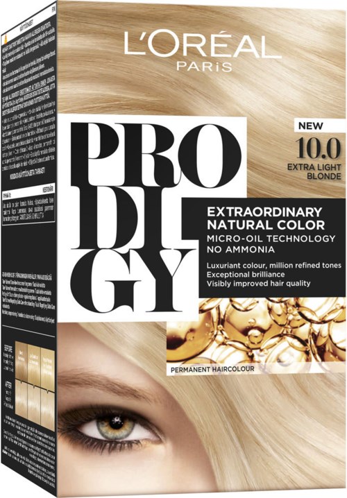 L'Oréal Paris hårfärgningsbox för ljusblont hår, med en kvinna med blont hår och öga.