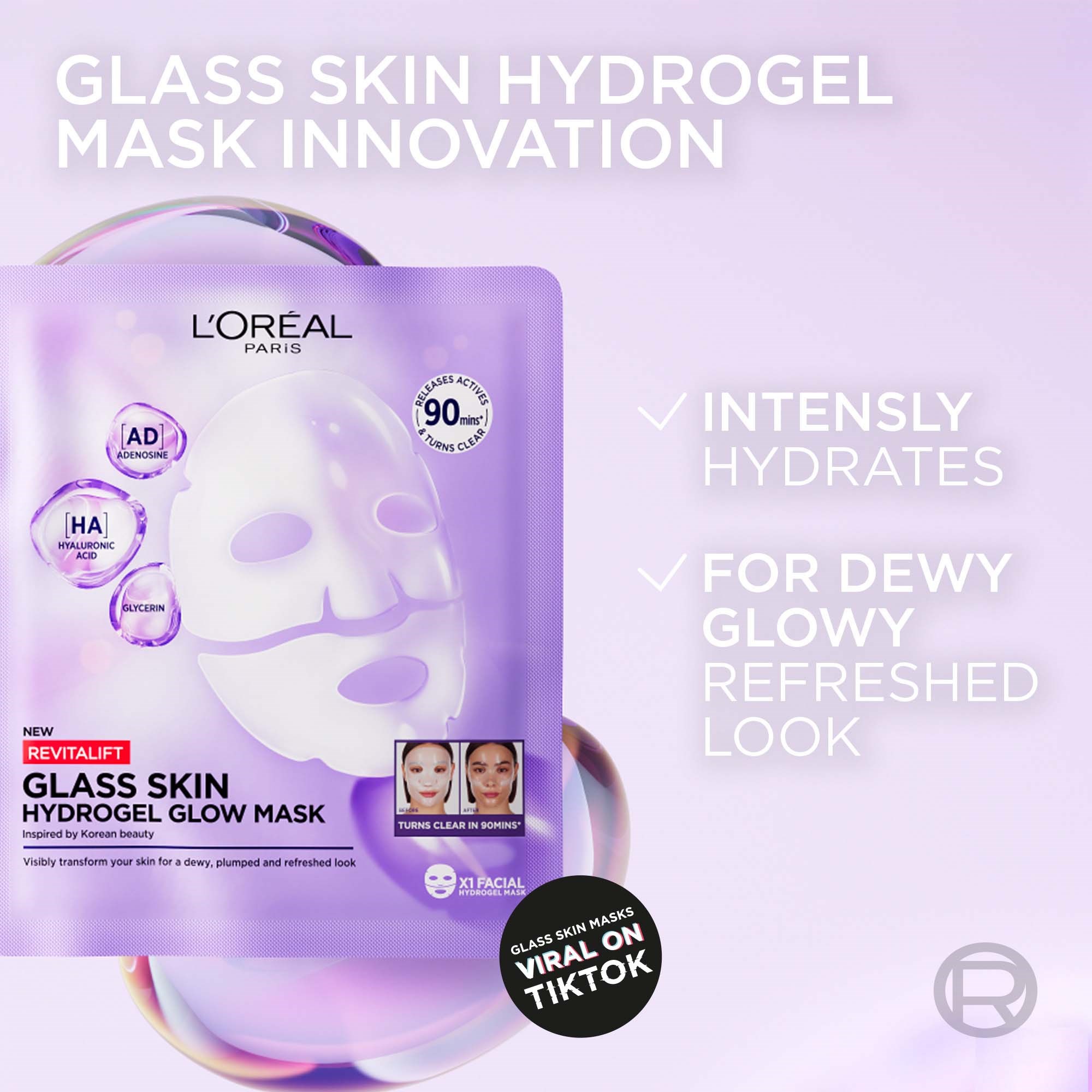 L'Oréal Paris Revitalift Filler Glass Skin Hydrogel Glow Mask (obrázok 5)