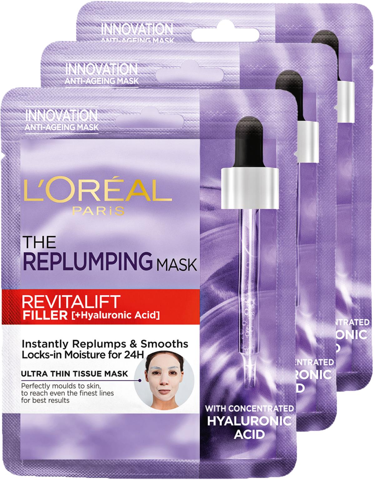 Loreal Paris Revitalift Filler tissue mask Trio | lyko.com
